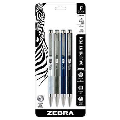 Zebra F-301 Kugelschreiber 12er Pack – Edelstahl, 0,7 Mm, Feine Spitze, Blau