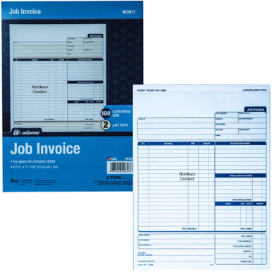 Adams NC2817 Carbonless Job Invoice, 2 Part, 8-1/2 x 11-7/16", Pack of ...