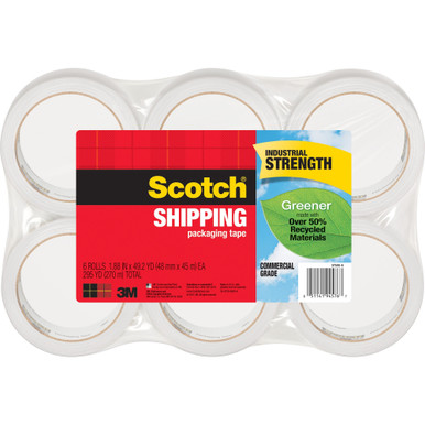 Scotch® Commercial Grade Shipping Packaging Tape 3750-2-ST, 1.88 in x 54.6 yd (48 mm x 50 m) with Heavy Duty Dispenser