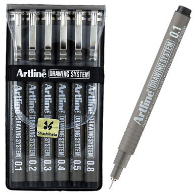 DRAW A LINE ６点セット Artline Drawing System Pen Set 9239, Black Ink, Set of 6 Pens