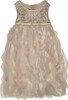 Biscotti Shimmer Taupe Tulle Streamer Waves Girl's Party Dress