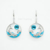 EMV Blue Nala Glass Silver Silver Humpback Whale Circle Earrings