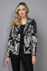 Picadilly Black & White Leaf Print Hooded Sweater Zip Jacket