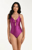 La Blanca Earth Goddess Underwire Lace Up High Shine One Piece Swimsuit
