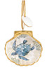 Cape Shore Blue Playa Turtle Gold Trimmed Scallop Shell Christmas Tree Ornament