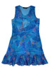 Tango Mango Ruffle Hem Blue Print Stretch Lace Sleeveless Dress