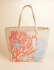 Spartina 449 Ogeechee Embroidered Sea Life Coral Beach Tote Bag