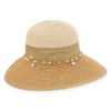 Sun N Sand Sea Shell Bead Chain Metallic Three Color Straw Backless Sun Hat