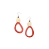 Nora Straw Ball Hoop Earrings Coral