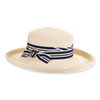 Sun N Sand Navy Striped Bow Trim Ivory Straw Boater Hat