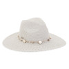 Sun N Sand Silver Metallic Lurex Gray Straw Shell Trimmed Safari Hat
