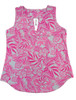 Lulu-B Neon Pink Tropical Floral Print Key Hole Sleeveless Top