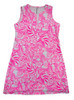 Lulu-B Neon Pink Tropical Floral Key Hole Sleeveless Dress