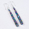 Mosaico Jewelry Thin Elongated Color Dash Crystal Silver Earrings