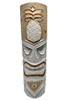 Koppes Carved White Wood Pineapple Large Tiki Pole Mask With Beach Sand Wall Art Or Tabletop