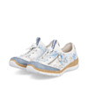Rieker Nikita Reinweiss Blue Spash White Step-in Sneaker