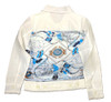 Tango Mango Nautical Print Back Frayed Edge White Linen Jacket