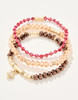 Spartina 449 Pink and Brown Sparkle Stack Stretch Bracelet Set