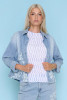 Picadilly Tropical Leaf Applique Light Denim Shirt Jacket