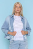 Picadilly Tropical Leaf Applique Light Denim Shirt Jacket