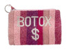 Tiana Designs Botox $ Pink Striped Beaded Coin Purse Key Ring