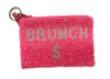 Tiana Designs Brunch $ Neon Pink Beaded Coin Purse Key Ring