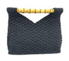Tiana Designs Black Beauty Weave Beaded Bamboo Handle Clutch Purse
