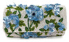 Tiana Designs Blue 3D Metallic Sequins Flowers Ivory Beaded Envelope Clutch Crossbody Purse