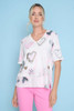 Picadilly Camellia Pink Hearts Printed Short Sleeve Top