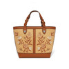 Brighton Everbloom Sunday Straw & Leather Medium Satchel Purse