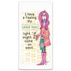 CJ Bella Check Liver Light Flour Sack Towel