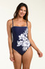 La Blanca Mariner Blooms Indigo Bandeau One Piece Swimsuit