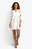 Trina Turk White Floral Eyelet Mangrove 3/4 Sleeve Dress