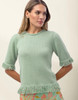 Spartina 449 Fringe Trim Sofia Short Sleeve Sweater