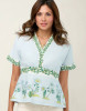 Spartina 449 Flagler Blue Floral Sprigs Natalee Short Sleeve Blouse