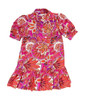 Jude Connally Stained Glass Hot Pink & Gold Tierney Short Sleeve Flounce Hem Dress