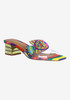 J Renee Roline Bright Multi-Color Beaded Fish Striped Slide On Low Heel Sandals