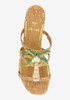 J Renee Palmeto Beaded Palm Tree Cork Slip On Low Heel Sandals