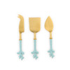 Two's Company Seafoam Coral Handles Cheese Knife Set of 3
