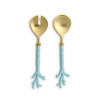 Two's Company Seafoam Coral Handles Salad Servers Set of 2