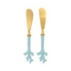 Two's Company Seafoam Coral Handles Spreaders Set of 2