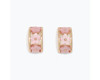 Periwinkle Pretty Pink Flowers Gold Hoop Earrings