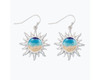 Periwinkle Silver Sun Beach Scene Dangle Wire Earrings