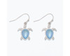 Periwinkle Silver Turtle with Blue Faceted Crystals Wire Earrings