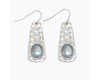 Periwinkle Silver Hammered Dangle Drops with Blue Inlay Earrings
