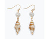 Periwinkle Sandy Ceramic Conch Shells Pearl Dangle Wire Earrings