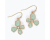 Periwinkle Mint Green Enamel Flowers with Pearls Gold Dangle Earrings