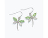 Periwinkle Fanciful Green and Clear Crystals Dragonfly Dangle Earrings