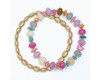 Periwinkle Semi-Precious and Gold Beaded 2 Row Stretch Bracelet
