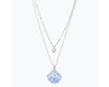 Periwinkle Blue Patterned White Scallop Shell Pearl 2 Layer Necklace Set